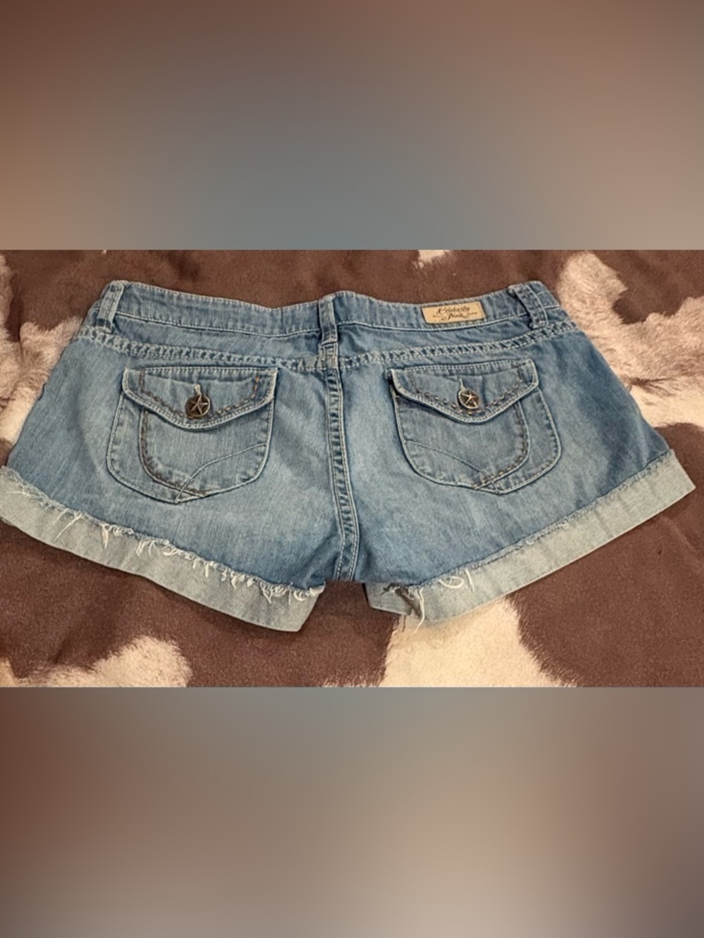 Celebrity Pink “RARE Western Star-Button Jean Shorts w/ Star-Button Flap Pockets